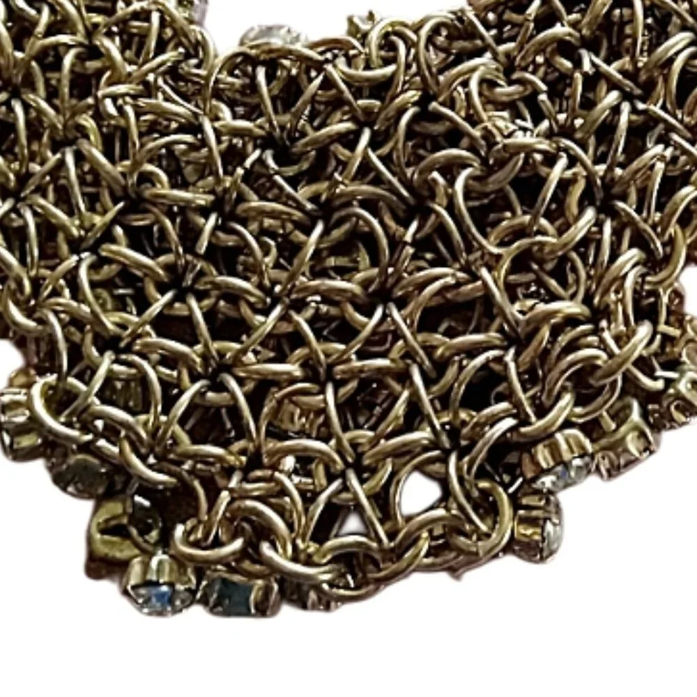 Chunky Statement Bib Necklace Crystals EUC